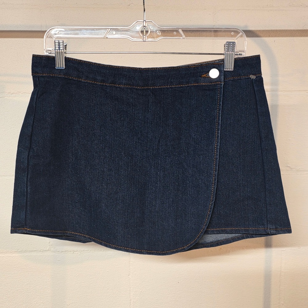 NWT 5B Style Women L‎ Dark Wash Denim Wrap Mini Skort Button Fly Casual Summer
